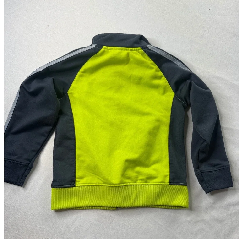 Adidas Boys‎ Track Jacket Neon Yellow Grey Full Zip 24 Months Sporty Stripe